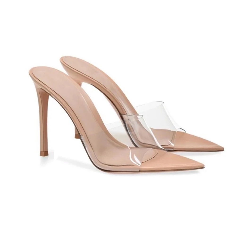 Clear Nude Mule Heels